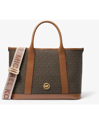 Michael Kors Mk Luisa Medium Signature Logo Satchel - Brown