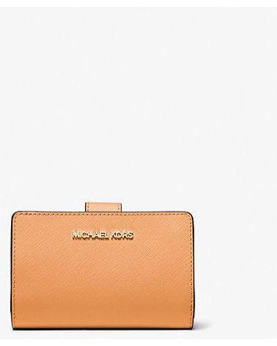 Michael Kors Medium Crossgrain Leather Wallet - Natural