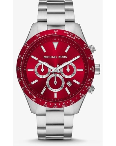 Michael Kors Oversized Layton Silver-tone Watch - Red