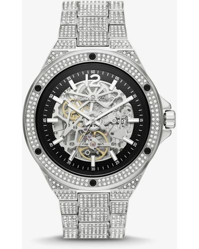 Michael Kors Limited-edition Oversized Lennox Pavé Silver-tone Watch - Grey