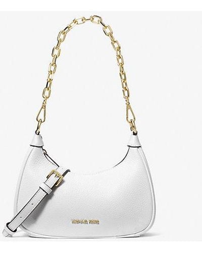 Michael Kors Cora Medium Pebbled Leather Shoulder Bag - White
