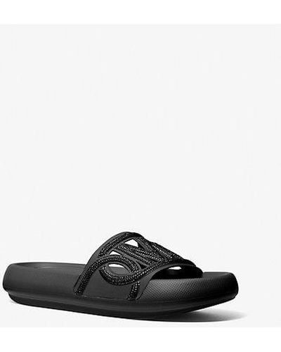 MICHAEL Michael Kors Splash Crystal-embellished Scuba Slide Sandal - Black