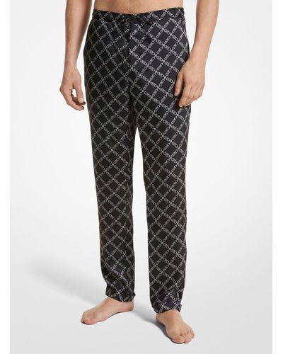 Michael Kors Pantalón tipo pijama tejido con estampado de logotipo imperio - Negro