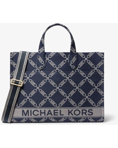 MICHAEL Michael Kors Gigi Large Empire Logo Jacquard Tote Bag - Blue