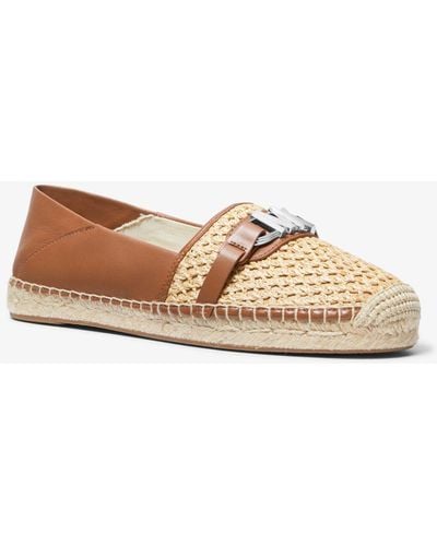 Michael Kors Ember Leather And Straw Espadrille - Natural