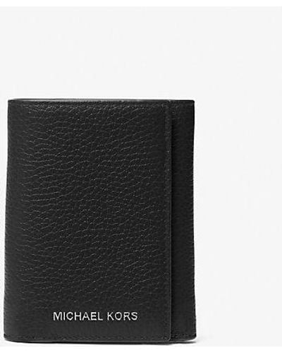 Michael Kors Hudson Pebbled Leather Tri-fold Wallet - Black