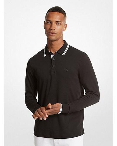 Michael Kors Greenwich Cotton Polo Long-sleeve Shirt - Black