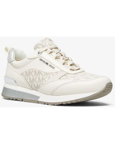 Michael Kors Allie Stride Logo And Leather Trainer - White