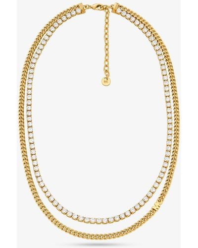 Michael Kors Mk Precious Metal-Plated Brass Double Chain Tennis Necklace - Metallic