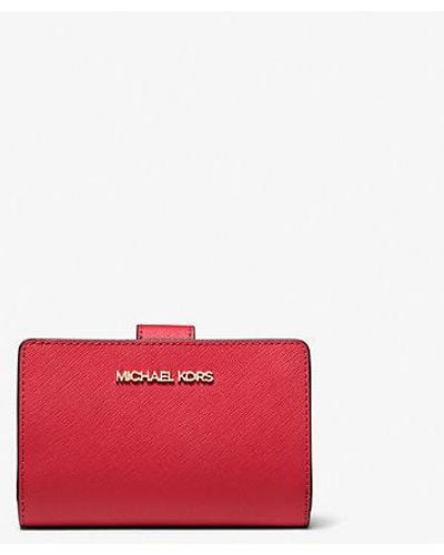 Michael Kors Medium Crossgrain Leather Wallet - Red
