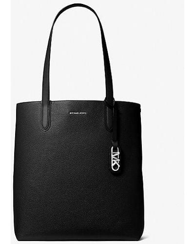 Michael Kors Mk Eliza Extra-Large Pebbled Leather Reversible Tote Bag - Black