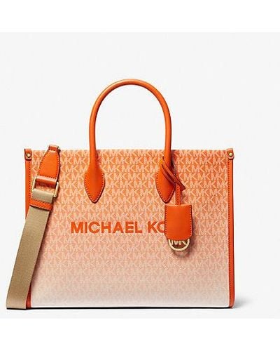 Michael Kors Mirella Medium Ombré Logo Tote Bag - Orange