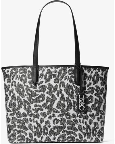 Michael Kors Eliza Extra-large Leopard Logo Tote Bag - White
