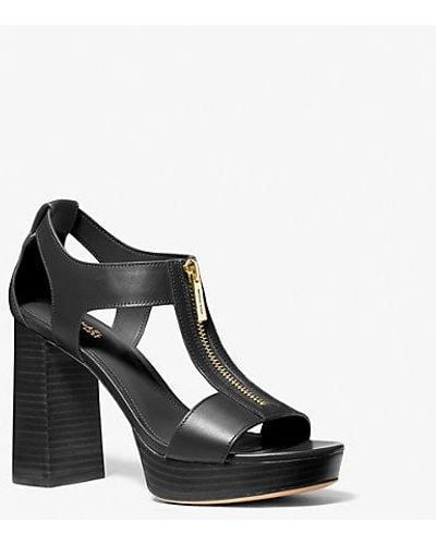 Michael Kors Berkley Leather Block-heel Sandal - Black