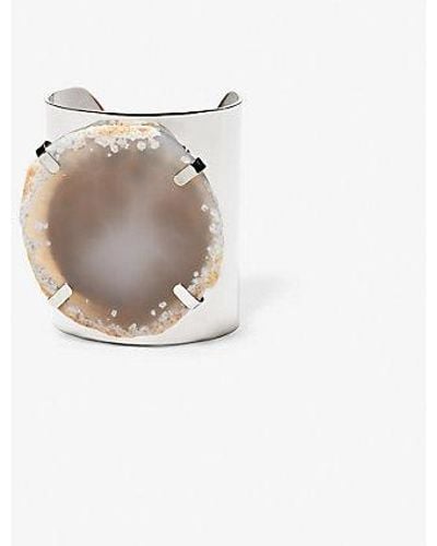 Michael Kors Precious Metal-plated Brass And Agate Cuff - White