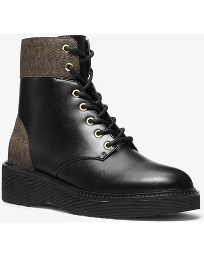 Michael Kors Bota de estilo militar Aniya con ribete de logotipos - Negro