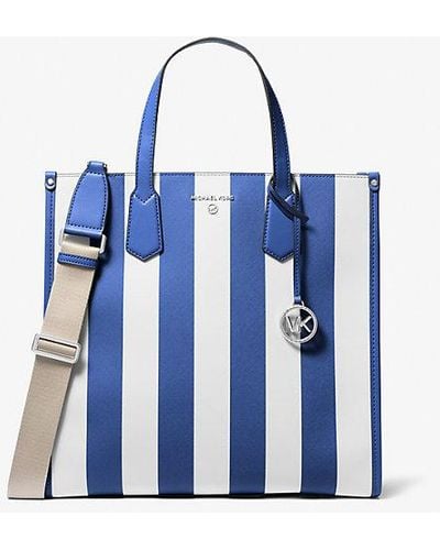 Michael Kors Maple Large Striped Tote Bag - Blue