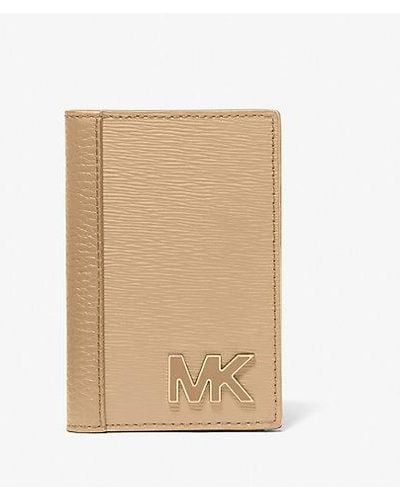 Michael Kors Hudson Leather Bi-fold Card Case - Natural