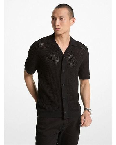 Michael Kors Open-knit Cotton Shirt - Black