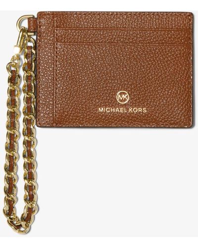 Michael Kors Small Pebbled Leather Chain Card Case - Brown