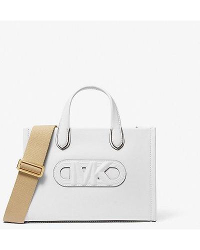Michael Kors Gigi Small Embossed Leather Messenger Bag - White