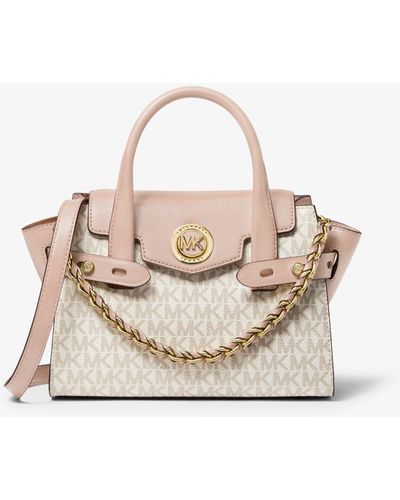 Michael Kors Carmen Extra-small Logo And Leather Belted Satchel - Pink