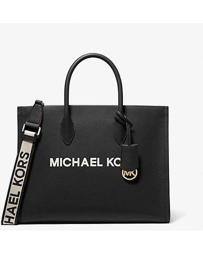 Michael Kors Mirella Medium Pebbled Leather Tote Bag - Black