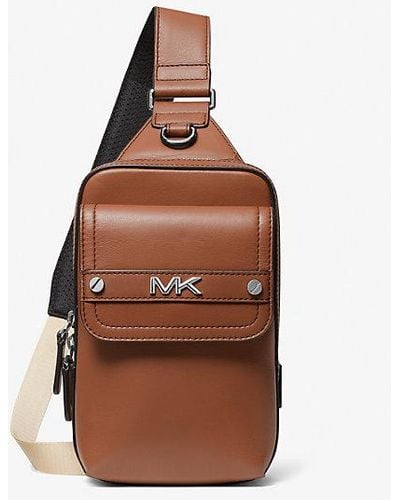 Michael Kors Varick Medium Leather Sling Pack - Brown