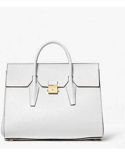 Michael Kors Campbell Large Leather Weekender Bag - White