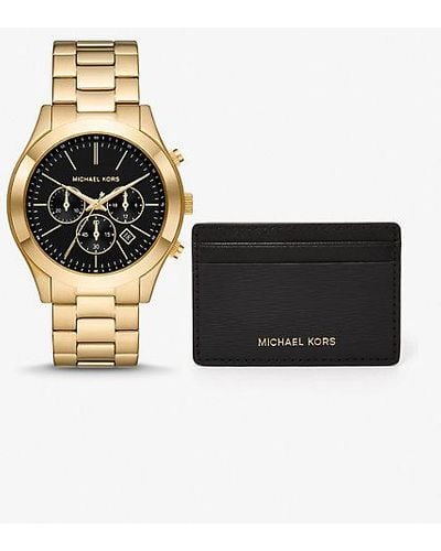 Michael Kors Oversized Slim Runway Watch And Card Case Gift Set - Multicolour