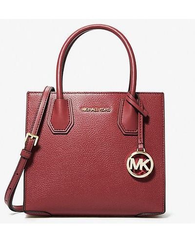 Michael Kors Mercer Medium Pebbled Leather Crossbody Bag - Red