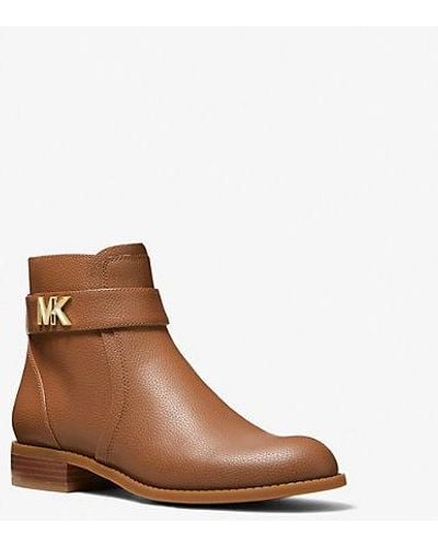 Michael Kors Jilly Faux Pebbled Leather Ankle Boot - Brown