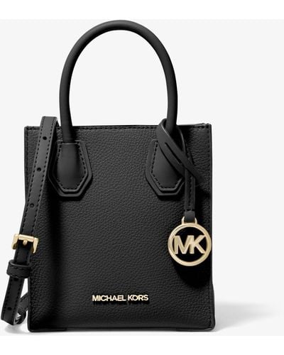 Michael Kors Très petit sac à bandoulière Mercer en cuir grainé - Noir