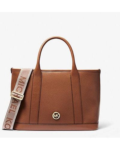 Michael Kors Luisa Medium Pebbled Leather Tote Bag - Brown