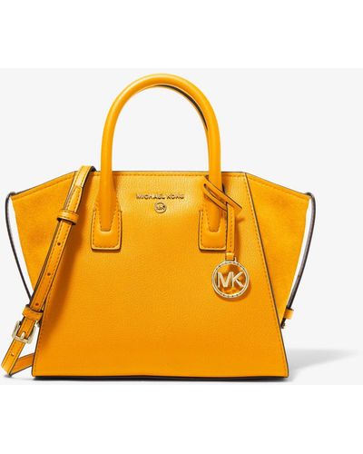 MICHAEL Michael Kors Borsa a mano piccola Avril in pelle con cerniera superiore - Arancione