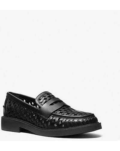 MICHAEL Michael Kors Eden Hand-woven Leather Loafer - Black