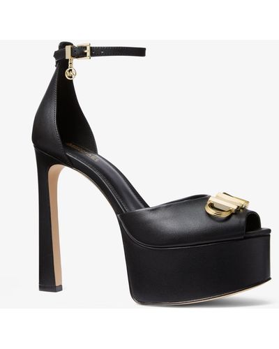 Michael Kors Martina Leather Peep-toe Platform Pump - Black