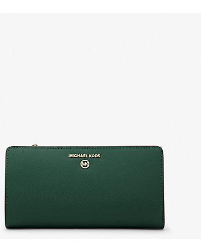 Michael Kors Jet Set Charm Large Saffiano Leather Continental Wallet - Green