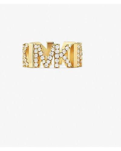 Michael Kors Precious Metal-plated Brass Pavé Logo Ring - Yellow