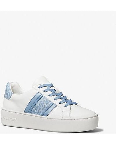 Michael Kors Poppy Leather And Logo Stripe Sneaker - White