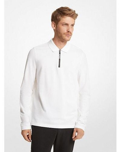 Michael Kors Cotton Long-sleeve Polo Shirt - White