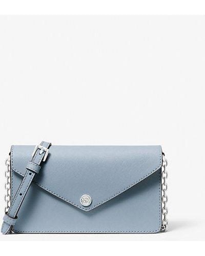 Michael Kors Small Saffiano Leather Envelope Crossbody Bag - Blue