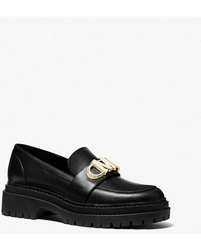 MICHAEL Michael Kors Parker Logo-plaque Lug-soled Leather Loafers - Black