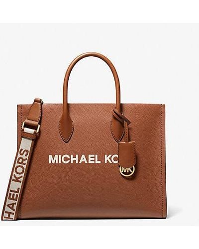 Michael Kors Mirella Medium Pebbled Leather Tote Bag - Brown