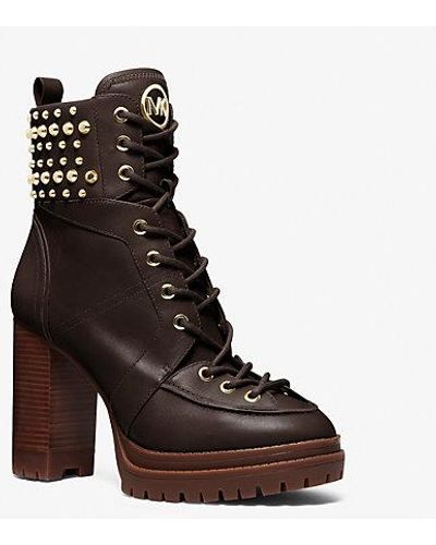 MICHAEL Michael Kors Yvonne Studded Leather Boot - Brown