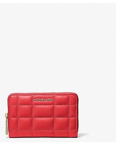 Michael Kors Mk Small Quilted Leather Wallet - Red