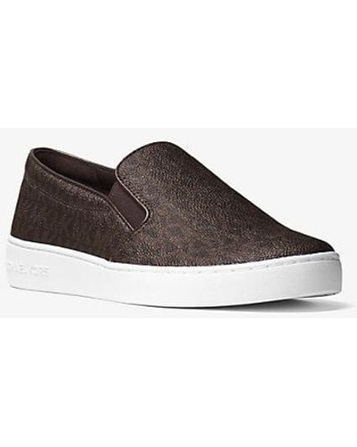 MICHAEL Michael Kors Keaton Slip On Faux Leather Slip On Casual And Fashion Sneakers - Brown