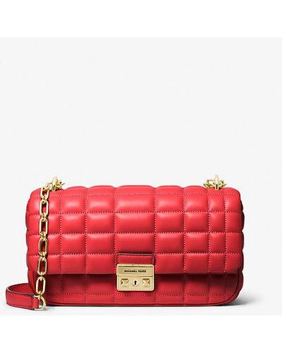 Michael Kors Mk Tribeca Large Quilted Leather Shoulder Bag - Red