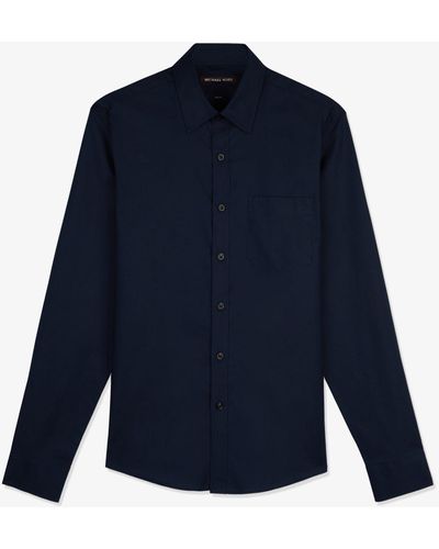 Michael Kors Slim-fit Cotton Blend Shirt - Blue