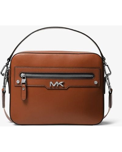 Michael Kors Varick Leather Camera Bag - Brown